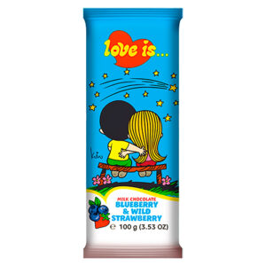 МОЛОЧНЫЙ ШОКОЛАД LOVE IS BLUEBERRY & WILD STRAWBERRY С НАЧИНКОЙ ИЗ ЧЕРНИКИ И ЗЕМЛЯНИКИ, 100 Г