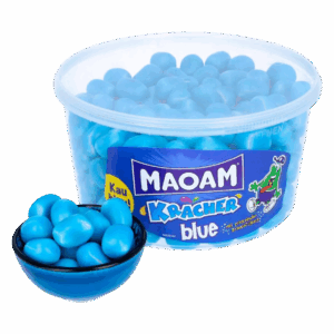 Жевательные конфеты Haribo MAOAM Kracher Blue в форме синих камушков, 1200 г