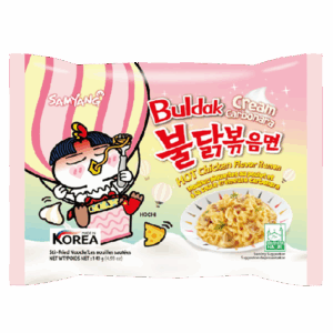 Лапша быстрого приготовления Samyang Hot Chicken Buldak Cream Carbonara со вкусом острой курицы в соусе крем-карбонара, 140 г