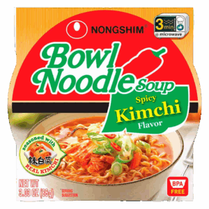 Лапша быстрого приготовления Nongshim Bowl Noodle Soup Spicy Kimchi со вкусом кимчи с острым соусом, 86 г