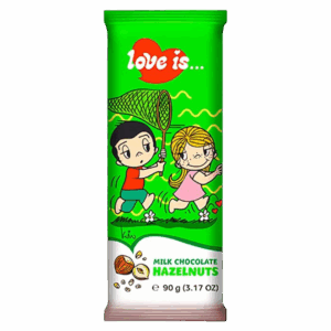 Молочный шоколад Love Is Hazelnuts с кусочками фундука, 90 г
