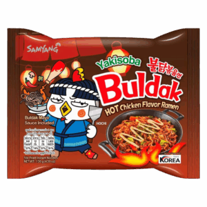 Острая корейская лапша быстрого приготовления Samyang Buldak Yakisoba Hot Chicken Flavor Ramen со вкусом курицы в соусе якисоба, 130 г