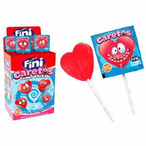 FINI Карамель леденцовая на палочке "Funny Faces" со вкусом клубники 7гр х 170шт