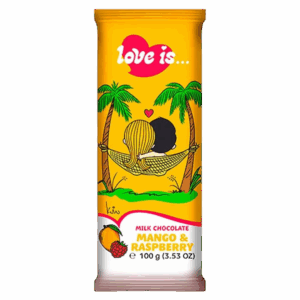 Молочный шоколад Love Is Mango & Raspberry с начинкой из манго и малины, 100 г