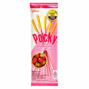 Бисквитные палочки печенье Glico Pocky Strawberry Mini в шоколадной глазури со вкусом клубники, 11 г