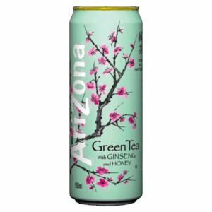 Холодный зелёный чай AriZona Green Tea with Ginseng and Honey с женьшенем и мёдом, 500 мл